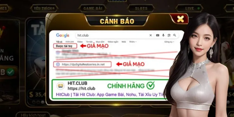 Người chơi truy cập nhầm website Hitclub giả